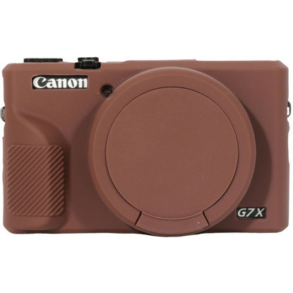 Picture of AEXUTDA Case for Canon Powershot G7X Mark III Digital Camera, G7X Mark iii Camera Silicone Case, Anti-Scratch Slim Fit Soft Skin, G7X Mark 3 Accessories with Detachable Lens Cover - Brown