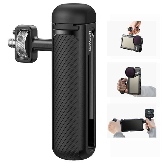 Picture of NEEWER 360° Rotatable Side Handle/Top Handle with 1/4" Screw, Anti Twist Pin, Cold Shoe, Nonslip Rubber Handgrip for iPhone 15 Pro Max Samsung Galaxy S24 Ultra NEEWER Phone Cage Video Rig, PA046