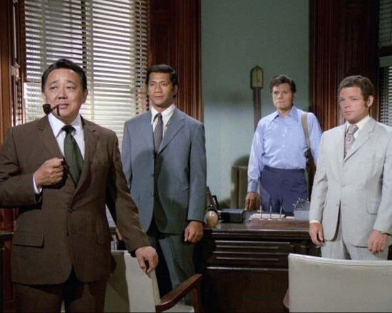 Picture of Hawaii Five-O Kam Fong Herman Wedemeyer Jack Lord J.MacArthur office 12x18 poster