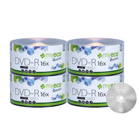 Picture of YBW 200 Pack MyEco DVD-R 16X 4.7GB/120Min Silver Logo Top Write Once Blank Media Record Disc