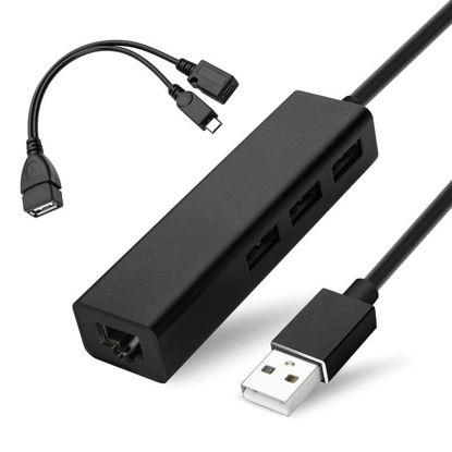 Picture of OTG Cable for Fire TV Stick 4K Lite Max Cube - USB Ethernet Adapter with Hub to add Storage/Keyboard/Bluetooth