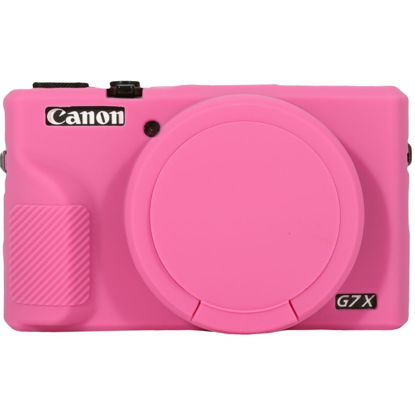 Picture of AEXUTDA Case for Canon Powershot G7X Mark III Digital Camera, G7X Mark iii Camera Silicone Case, Anti-Scratch Slim Fit Soft Skin, G7X Mark 3 Accessories with Detachable Lens Cover- Azalea Red