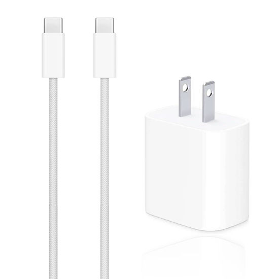 Picture of Airpods Pro 2nd Gen Charger, 20W USB C Airpods Pro 2nd Charging Cord, USB C to USB C Woven Cable for AirPods Pro (2nd Generation) Wireless Earbuds, Type-C for iPhone 15 Charging Cord Power Adapter