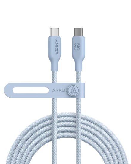 Picture of Anker USB C to USB C Cable (240W, 10ft), Bio-Braided USB C Charger Cable Fast Charge for iPhone 15/15 Pro, MacBook Pro 2020, iPad Pro 2020, iPad Air 4, Samsung Galaxy S23+/S23 Ultra,(Ice Lake Blue)