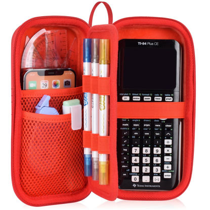 Picture of ZUJFPL EVA Hard Case Compatible with Texas Instruments TI-Nspire CX II/TI-NSPIRE CX-II CAS,Portable Case for TI-84 Plus/TI-84 Plus CE/TI-83 Plus/TI-85/TI-89 Color Graphing Calculator - Red