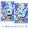 Picture of WOGOZAN Clear Case for Fujifilm Instax Mini 12 Instant Film Camera with Upgraded Photo Pocket Holds 10 Films on Back and Adjustable Strap - Glitter Blue(No Camera)