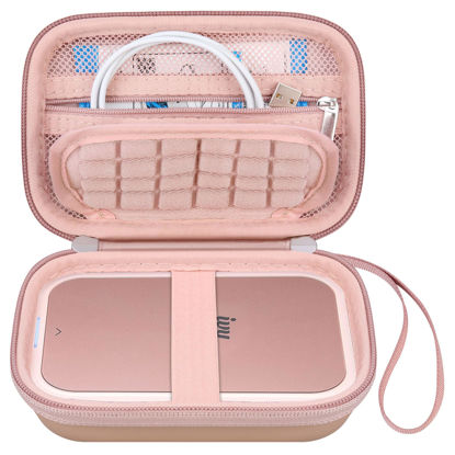 Picture of Canboc Hard Case for Canon Ivy 2 Mini Photo Printer Mobile Wireless Bluetooth Instant Camera Printer, Zipper Mesh Bag fit Photo Paper Cable, Rose Gold