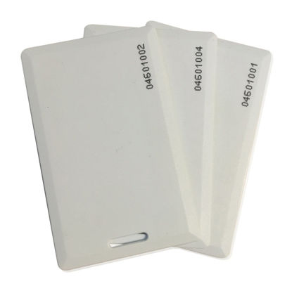 Picture of 10 pcs 26 Bit Proximity Clamshell Weigand Prox Swipe Cards Compatable with ISOProx 1386 1326 H10301 format readers and systems. Works with the vast majority of Keyless entry access control systems