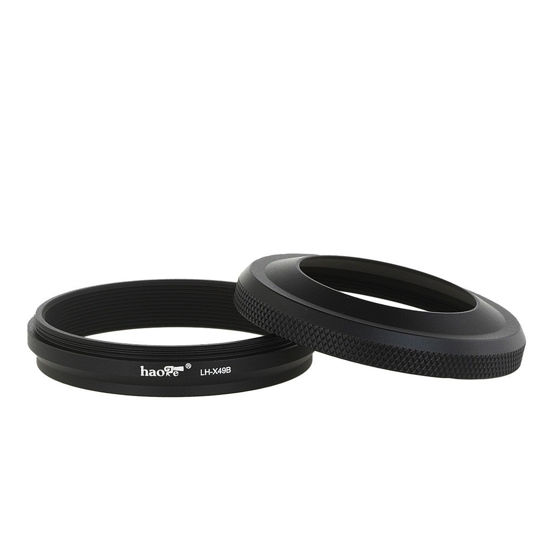 Picture of Haoge LH-X49B 2in1 All Metal Ultra-Thin Lens Hood with Adapter Ring Set for Fuji Fujifilm FinePix X70 X100 X100S X100T X100F Camera Black Replaces Fujifilm LH-X100 AR-X100 LH-X70