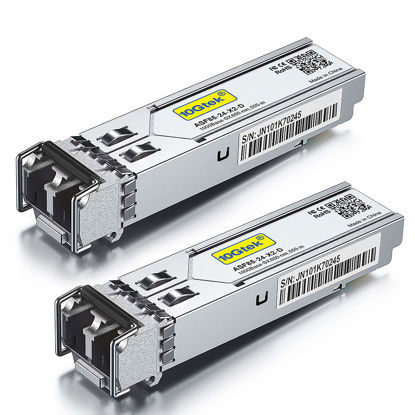 Picture of 10Gtek 1.25G SFP 1000Base-SX Multimode LC Fiber Transceiver, 850nm MMF, 550m, for Cisco GLC-SX-MMD/SFP-GE-S, Meraki MA-SFP-1GB-SX, Fortinet, Ubiquiti UniFi UF-MM-1G, Mikrotik, TP-Link, Pack of 2