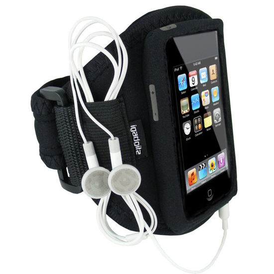 Picture of iGadgitz U0015 Water Resistant Neoprene Sports Gym Jogging Armband Compatible with iPod Touch 1st, 2nd, 3rd and New 4th Generation 8gb, 16gb, 32gb and 64gb - Black