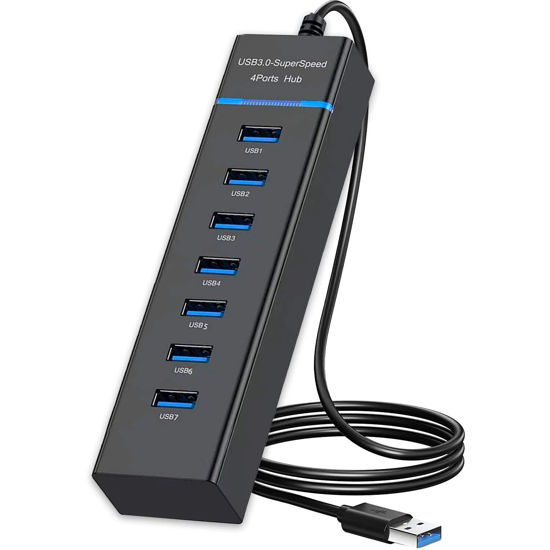 Picture of USB Hub 3.0, VIENON 7-Port USB Data Hub Splitter for Laptop, PC, MacBook, Mac Pro, Mac Mini, iMac, Surface Pro and More USB Devices-4FT