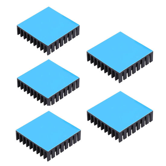 Picture of Awxlumv 5PCS Heat Sink 35x35x10mm / 1.38x1.38x0.39 inch Aluminum Small Heatsink with Double Sided Thermal Tape for CPU IC LED Board Cooler for Cooling Stepper Motor TEC1-12706 Peltier Module