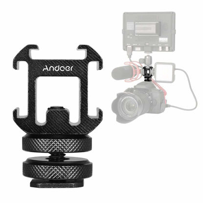 Picture of Andoer Aluminium Triple Hot Shoe Camera Mount Adapter Triple Shoe Bracket for Light Monitor Micr Audio Recorder Studio Flash Video Camera