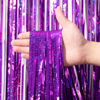 Picture of Voircoloria 3 Pack 3.3 x 8.2 ft Laser Purple Foil Fringe Backdrop Curtains, Tinsel Streamers Birthday Party Decorations, Fringe Backdrop for Graduation, Baby Shower, Gender Reveal, Disco Party