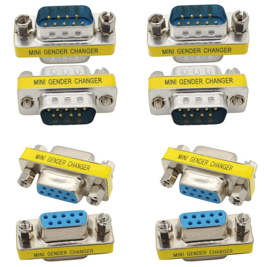 Picture of AIMHDUTY RS232 Serial Gender Changer 8-Pack 9 Pin DB9 Male to Male and Female to Female Adapter Coupler Connector for RS232 Serial Cable