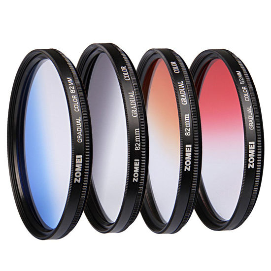 Picture of ZOMEI 82mm Graduated Gradient Neutral Density Filter Kit - Red Blue Orange Gray for DSLR