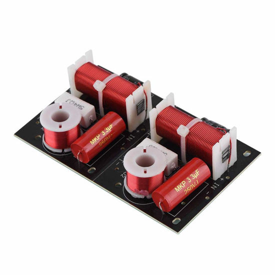 Picture of 2 Way Audio Speaker Frequency Divider Module Treble Bass Hi-Fi Audio Crossover Filter Distributor Board for DIY Speaker