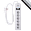 Picture of GE 6-Outlet Surge Protector, 4 Ft Extension Cord, Power Strip, 800 Joules, Flat Plug, Twist-to-Close Safety Covers, Protected Indicator Light, UL Listed, White, 33658