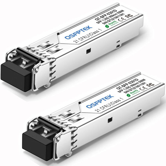 Picture of SFP Module, 1000Base-SX Transceiver, 1.25G Gigabit Multimode SFP to LC, MMF 850nm 550m DOM, Mini-GBIC for Cisco GLC-SX-MMD, Meraki MA-SFP-1GB-SX, Mikrotik, Supermicro, Ubiquiti, Netgear - 2Pack