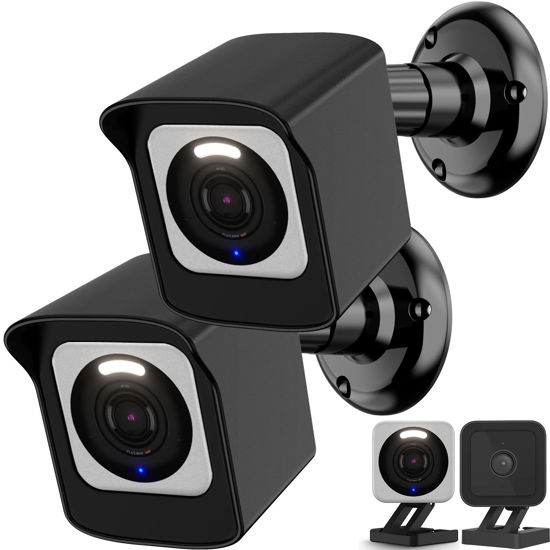 Picture of PEF Mount for All-New Wyze Cam V3/V4, Weatherproof Protective Cover and 360 Degree Adjustable Wall Mount Solid Housing for Wyze V3 and V4 Outdoor Indoor Smart Home Camera System (Black, 2 Pack)