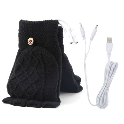 Picture of Yinuoday USB Heating Gloves Unisex Men Women Winter Mittens Full& Half Hands Heated Fingerless Heating Winter Hands Warmer Laptop Working Gloves