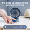 Picture of KinYiLO Small USB Desk Fan, Stepless Speed Control Mini Fan for Home Office Dorm Desktop, Ultra Quiet Cooling Fan, Plug In USB Powered, Portable Personal Table Fan for Laptop PC Car, Blue