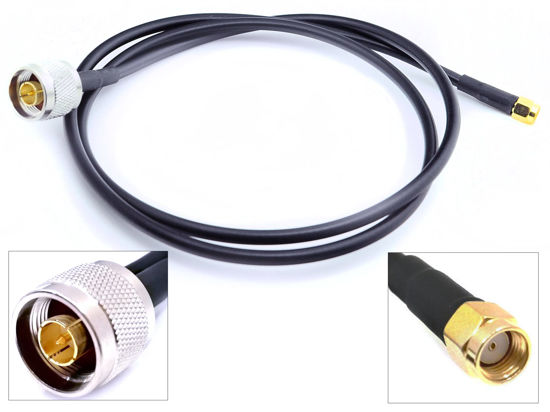 Picture of N Male to RP-SMA Male Connector Antenna Pigtail Coaxial 2.4Ghz/5Ghz 3D-FB Low Loss Copper Cable (3ft (1m/100cm) length)