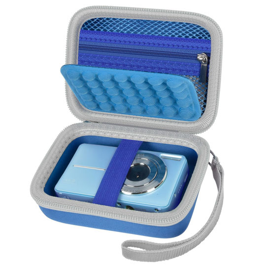 Picture of Grapsa Digital Camera Case for CAMKORY/for Kodak Pixpro/for VAHOIALD/for Sony DSCW800 830/ for Canon PowerShot 180 190. Kids Vlogging Cameras Storage Holder for Accessories (Box Only)-Blue