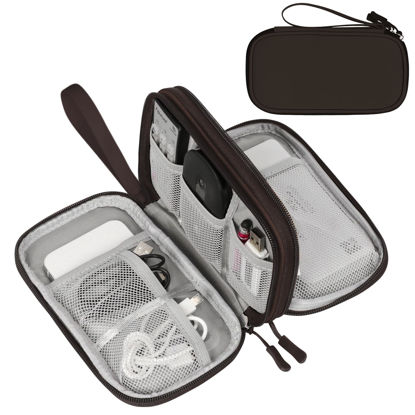 Picture of FYY Electronic Organizer, Travel Cable Organizer Bag Pouch Electronic Accessories Carry Case Portable Waterproof Double Layers All-in-One Storage Bag for Cable, Cord, Charger, Phone, Earphone Coffee