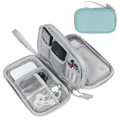 Picture of FYY Electronic Organizer, Travel Cable Organizer Bag Pouch Electronic Accessories Carry Case Portable Waterproof Double Layers All-in-One Storage Bag for Cable, Charger, Phone, Earphone, Mint Green