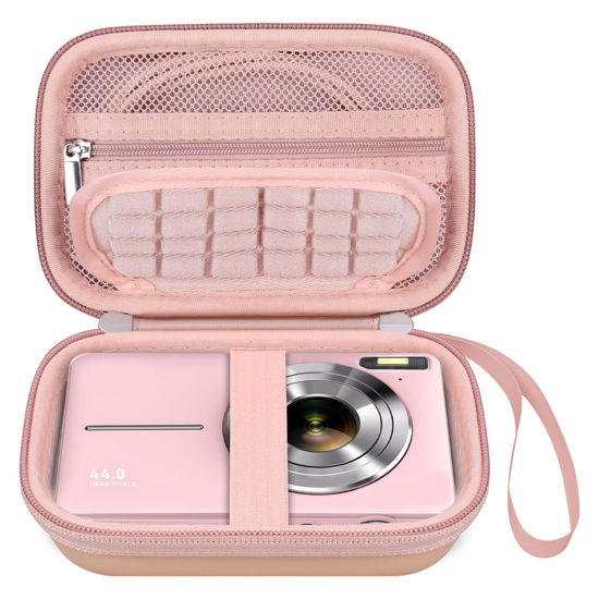 Picture of Elonbo Digital Camera Carrying Case for CAMKORY/for toberto/for AiTechny/for VAHOIALD/for IWEUKJLO FHD 1080P Camera, Boys Girls Kids Compact Small Camera Travel Storage Cover Protective Bag,Rose Gold