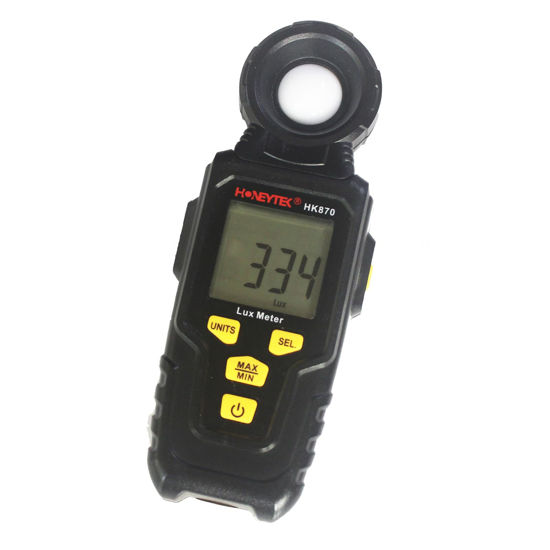 Picture of Light Meter Digital Illuminance Meter Handheld Ambient Temperature Measurer,Mini Luxmeter with 4 Digit Color LCD Screen