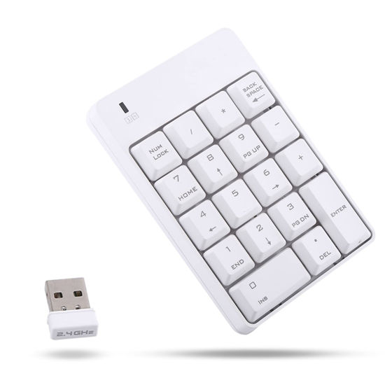 Picture of Yoidesu Wireless Number Pad,Wireless USB Numeric Keypad,18 Key Mini Portable Data Entry Number Pad for Laptop Desktop PC Computer (White)