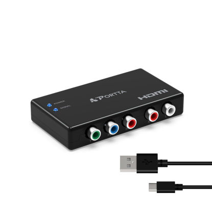 Picture of Portta Component to HDMI Converter, 5 RCA YPbPr to HDMI Video Converter, RGB to HDMI Adapter, Compatible with PS2, PS3, Wii, DVD, Xbox 360, HDTV, Monitor, Projector