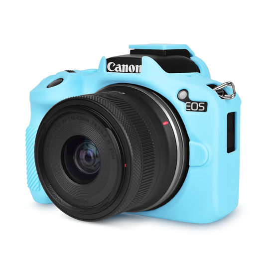 Picture of Rieibi EOSR50 EOS R50 Case, Soft Silicone Protective Case for Canon EOS R50 EOSR50 Vlogging Camera, Lightweight EOS R50 Camera Case Grip Cover Body Skin - Light Blue