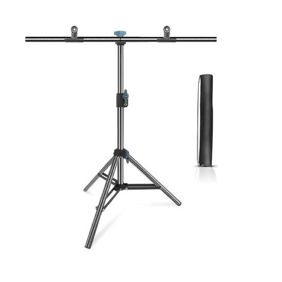 Picture of YAYOYA Portable T-Shape Backdrop Stand Kit 26 Inches Wide, Adjustable Small Desktop Photo Background Stand, Sturdy T Shape Support Stand Back Drop Holder with 2 Clip Clamps for Photography