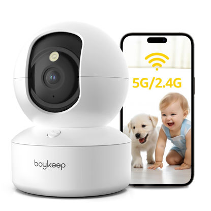 Picture of BoyKeep 2K Pet Camera Indoor Security Camera 5G/2.4GHz WiFi Cameras for Baby Dog Camera with Phone App, 360° Pan & Tilt, 2-Way Audio, Night Vision, SD Card & Cloud Storage, K30