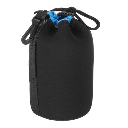 Picture of PATIKIL Camera Lens Bag, 3.5" IDx7.1 H Drawstring Lens Pouch with Thick Protective Neoprene, Lens Case for DSLR Camera Lens, Water Coffee Cups, Black, Blue