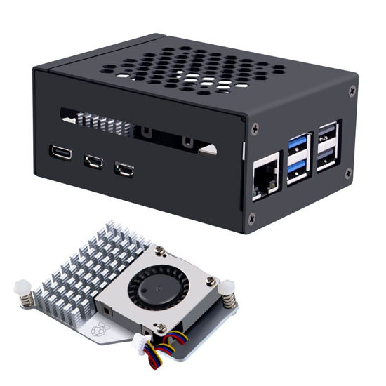 Picture of GeeekPi Metal Case for Raspberry Pi 5, with Pi 5 Active Cooler for Raspberry Pi 5 4GB/8GB, Support X1000/X1001/X1003/N04/N05 PCIe Peripheral Board