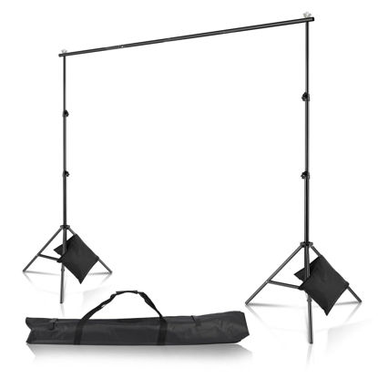 Picture of 10ft Adjustable Photography Backdrop Support System Photo Video Studio Muslin Background Stand Kit with Carry Bag