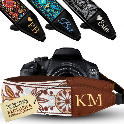 Picture of Art Tribute Customized White Camera Strap - Choose Your Text and We Make It Especially for You! Get Your Own Personalized Stocking Stuffer & Christmas Gift Camera Strap