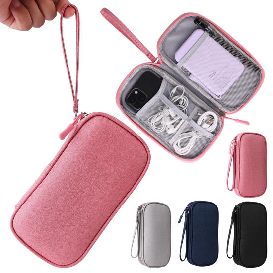 Picture of Travel Cable Organizer,Electronics Accessories Organizer Bag,Electronic Organizer Travel Universal Cable Organizer Electronics Accessories Bag for Charger, Phone, memory card,Travel Gadget Bag (Pink)