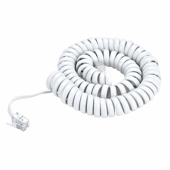 Picture of SAISN Telephone Handset Cord Modular Coiled Phone Curly Cable (15 Feet, White)