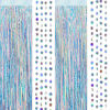 Picture of Iridescent Tinsel Foil Fringe Curtains for Birthday Party Photo Backdrop Circle Dots Garland Holographic Backdrop for Disco Euphoria Party Decorations