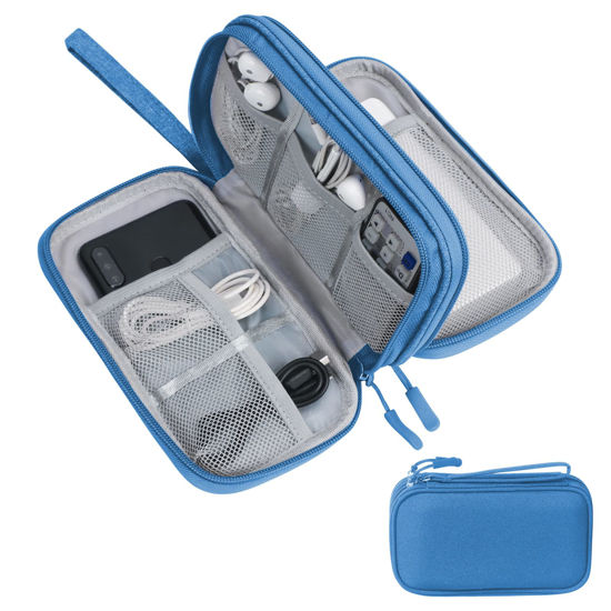 Picture of Skycase Electronic Organizer Travel Case - Waterproof Travel Cord Organizer Pouches for Organization, Cable Organizer, All-in-One Double Layers Storage Bag for Accessories, Charger, Cable, Blue