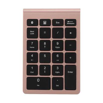 Picture of Sanpyl 22 Keys Numeric Keypad, Bluetooth Wireless Mini Keyboard, Portable Mini Financial Accounting Rechargeable Number Pad, for Laptop Desktop, PC(Rose Gold)