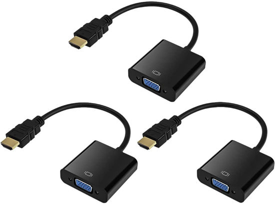 Picture of QINGLER HDMI to VGA, Gold-Plated HDMI to VGA Adapter (Male to Female) for Computer, Desktop, Laptop, PC, Monitor, Projector, HDTV, Chromebook, Raspberry Pi, Roku, Xbox and More - Black, 3 Pack