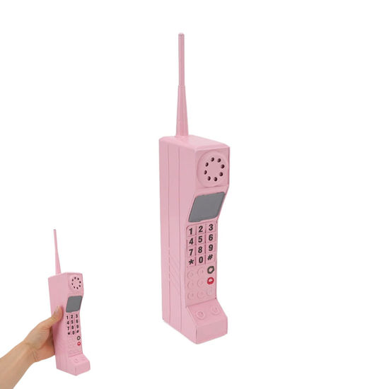 Picture of VINGVO Retro Cellphone Model, 80s 90s Old Brick Phone Prop, Fake Phone Prop for Halloween Party, Photography Props, Photo Studio Decorations (Pink)