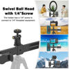 Picture of iPad Tripod Mount Adapter, Universal iPad Holder for Tripod with Swivel 1/4" Ball Head for LED Ring Light, 2 Tripod Mount Adapter for iPad Pro, iPad Air, iPad Mini, 4.7-12.9" Tablets Smartphones